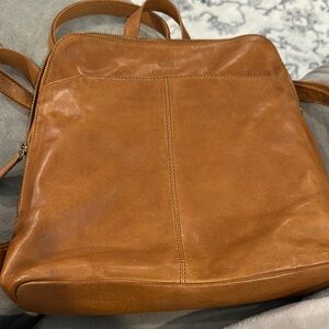 Elegant Tan Leather Women's Backpack